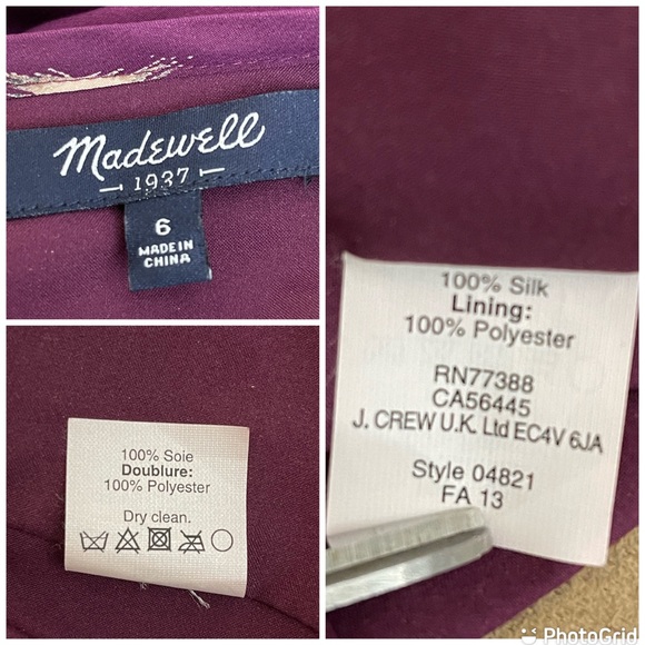 Madewell Inkbrush Starburst Silk Midi Dress Long Sleeve Size 6 - Picture 12 of 12